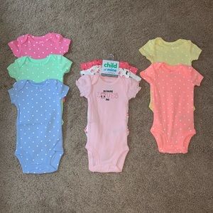 NWOT Carter’s Newborn Baby Girl Onesies Lot